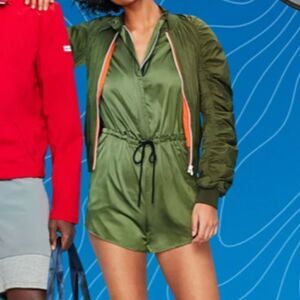 Hunter For Target Olive Green Satin Romper Jumpsuit Onepiece XL